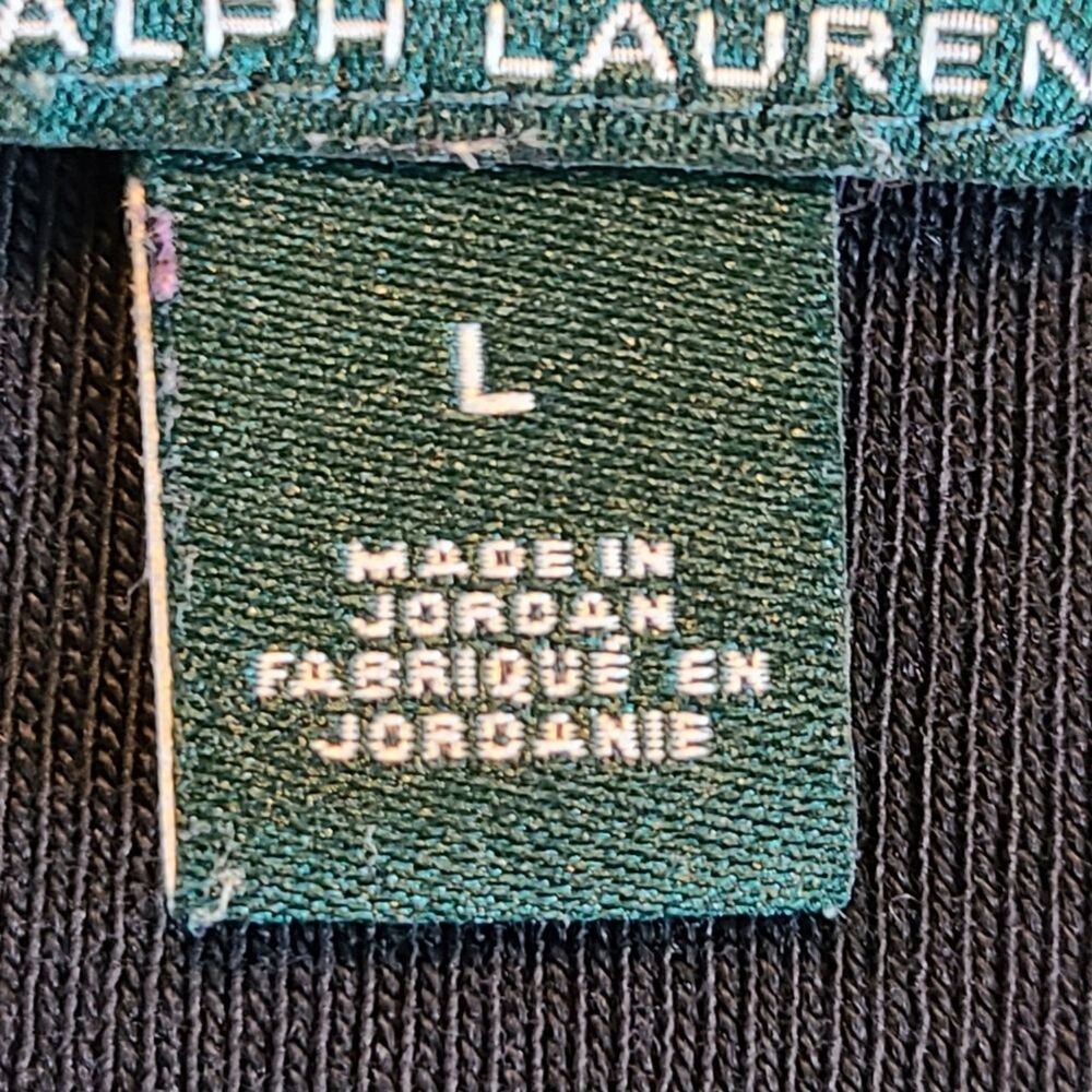 Lauren Ralph Lauren Womens L Tunic V-Neck Black Faux Suede Brown Trim Academia - Picture 9 of 13